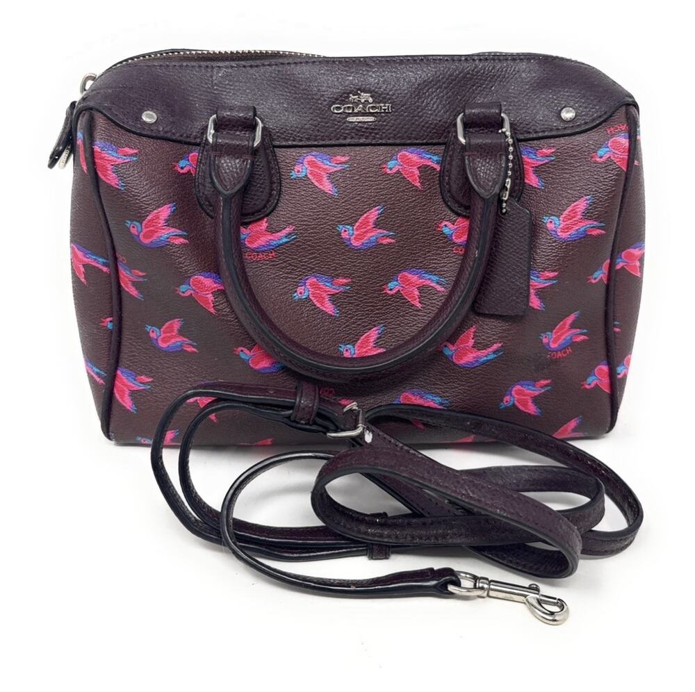 Coach Top Handle Happy Birds Mini Bennet Satchel Crossbody Purse